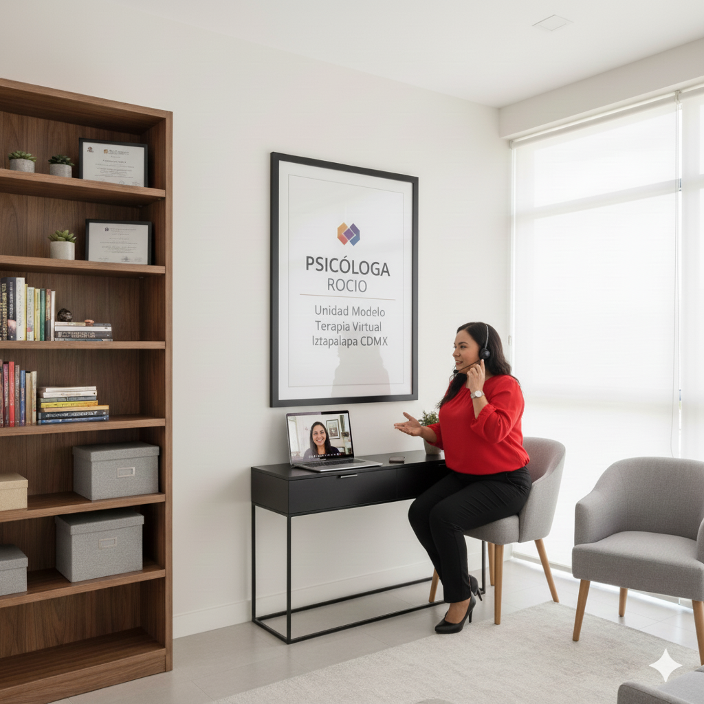 psicóloga Rocio dando terapia en linea: PSICÓLOGO en Línea Unidad Modelo | Terapia Virtual Iztapalapa CDMX Terapia en linea con la psicologa Rocio